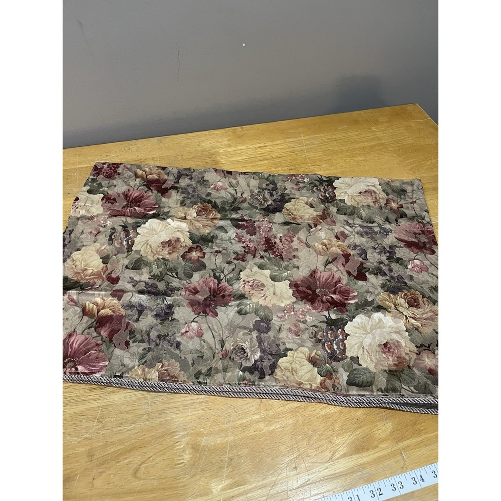 Vtg Floral Cottagecore Maroon Cream 48x17" Valance Sears Our Home Garden Country
